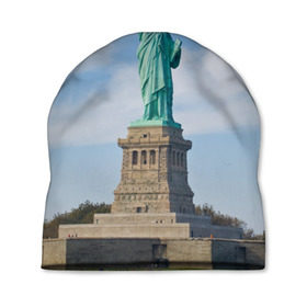 Шапка 3D с принтом Статуя свободы в Кировске, 100% полиэстер | универсальный размер, печать по всей поверхности изделия | америка | сша