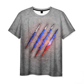 Мужская футболка 3D с принтом Русский изнутри в Кировске, 100% полиэфир | прямой крой, круглый вырез горловины, длина до линии бедер | patriot | russia | искры | металл | патриот | россия | русский | сталь | триколор | флаг | царапина