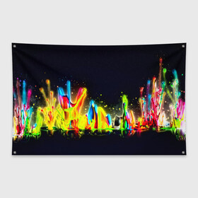 Флаг-баннер с принтом Взрыв красок в Кировске, 100% полиэстер | размер 67 х 109 см, плотность ткани — 95 г/м2; по краям флага есть четыре люверса для крепления | абстракция | абстракция красок | брызги | краска | цветные