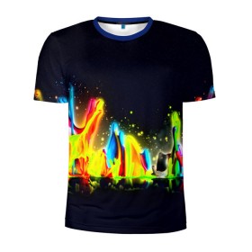 Мужская футболка 3D спортивная с принтом Взрыв красок в Кировске, 100% полиэстер с улучшенными характеристиками | приталенный силуэт, круглая горловина, широкие плечи, сужается к линии бедра | абстракция | абстракция красок | брызги | краска | цветные