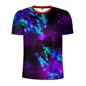 Мужская футболка 3D спортивная с принтом Звездное небо в Кировске, 100% полиэстер с улучшенными характеристиками | приталенный силуэт, круглая горловина, широкие плечи, сужается к линии бедра | вселенная | галактика | звезды | планеты | туманность