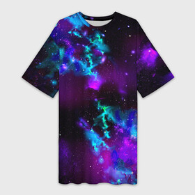 Платье-футболка 3D с принтом Звездное небо в Кировске,  |  | вселенная | галактика | звезды | планеты | туманность