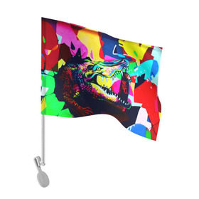Флаг для автомобиля с принтом Крокодил в Кировске, 100% полиэстер | Размер: 30*21 см | цветной | яркий