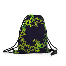 Рюкзак-мешок 3D с принтом Пиксели в Кировске, 100% полиэстер | плотность ткани — 200 г/м2, размер — 35 х 45 см; лямки — толстые шнурки, застежка на шнуровке, без карманов и подкладки | зеленый | кружево | узор | цветной | черный
