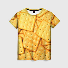 Женская футболка 3D с принтом Печеньки в Кировске, 100% полиэфир ( синтетическое хлопкоподобное полотно) | прямой крой, круглый вырез горловины, длина до линии бедер | 3д | еда | новая | печенье | сладкое
