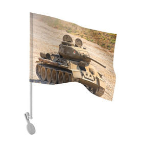 Флаг для автомобиля с принтом Танк т34-85 в Кировске, 100% полиэстер | Размер: 30*21 см | 