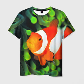 Мужская футболка 3D с принтом Рыба клоун в Кировске, 100% полиэфир | прямой крой, круглый вырез горловины, длина до линии бедер | клоун | коралл | немо | океан | цветная