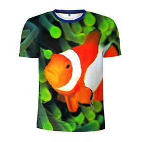 Мужская футболка 3D спортивная с принтом Рыба клоун в Кировске, 100% полиэстер с улучшенными характеристиками | приталенный силуэт, круглая горловина, широкие плечи, сужается к линии бедра | клоун | коралл | немо | океан | цветная