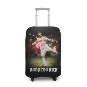 Чехол для чемодана 3D с принтом Удар Роналдо в Кировске, 86% полиэфир, 14% спандекс | двустороннее нанесение принта, прорези для ручек и колес | real | ronaldo | реал мадрид | роналдо | футбол