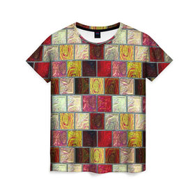 Женская футболка 3D с принтом Квадрат в Кировске, 100% полиэфир ( синтетическое хлопкоподобное полотно) | прямой крой, круглый вырез горловины, длина до линии бедер | мозаика | паттерн | цветной
