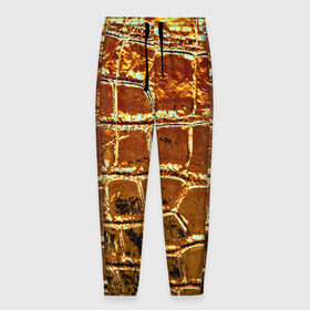 Мужские брюки 3D с принтом Золотая кожа в Кировске, 100% полиэстер | манжеты по низу, эластичный пояс регулируется шнурком, по бокам два кармана без застежек, внутренняя часть кармана из мелкой сетки | металлик | текстура