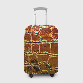Чехол для чемодана 3D с принтом Золотая кожа в Кировске, 86% полиэфир, 14% спандекс | двустороннее нанесение принта, прорези для ручек и колес | металлик | текстура