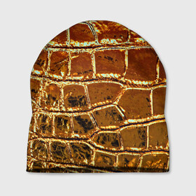Шапка 3D с принтом Золотая кожа в Кировске, 100% полиэстер | универсальный размер, печать по всей поверхности изделия | металлик | текстура