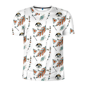 Мужская футболка 3D спортивная с принтом Магия в Кировске, 100% полиэстер с улучшенными характеристиками | приталенный силуэт, круглая горловина, широкие плечи, сужается к линии бедра | алхимия | глаза | кристаллы | перья | треугольник