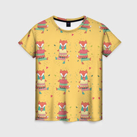 Женская футболка 3D с принтом Танцующие лисы в Кировске, 100% полиэфир ( синтетическое хлопкоподобное полотно) | прямой крой, круглый вырез горловины, длина до линии бедер | fox | животные | лисы | танцы