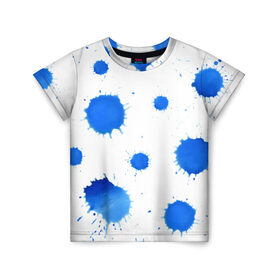 Детская футболка 3D с принтом Синие кляксы в Кировске, 100% гипоаллергенный полиэфир | прямой крой, круглый вырез горловины, длина до линии бедер, чуть спущенное плечо, ткань немного тянется | Тематика изображения на принте: арт | кляксы | пятна | чернила