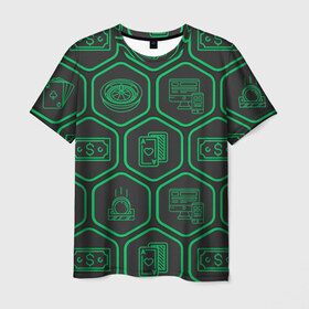 Мужская футболка 3D с принтом Hexagons в Кировске, 100% полиэфир | прямой крой, круглый вырез горловины, длина до линии бедер | 