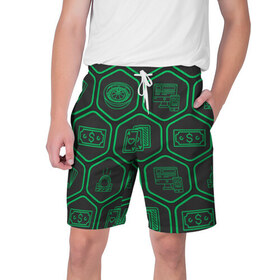 Мужские шорты 3D с принтом Hexagons в Кировске,  полиэстер 100% | прямой крой, два кармана без застежек по бокам. Мягкая трикотажная резинка на поясе, внутри которой широкие завязки. Длина чуть выше колен | 