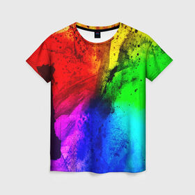Женская футболка 3D с принтом Grunge paint в Кировске, 100% полиэфир ( синтетическое хлопкоподобное полотно) | прямой крой, круглый вырез горловины, длина до линии бедер | абстракция | абстракция красок | арт | брызги | краска | цветные