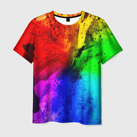 Мужская футболка 3D с принтом Grunge paint в Кировске, 100% полиэфир | прямой крой, круглый вырез горловины, длина до линии бедер | Тематика изображения на принте: абстракция | абстракция красок | арт | брызги | краска | цветные