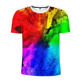 Мужская футболка 3D спортивная с принтом Grunge paint в Кировске, 100% полиэстер с улучшенными характеристиками | приталенный силуэт, круглая горловина, широкие плечи, сужается к линии бедра | абстракция | абстракция красок | арт | брызги | краска | цветные