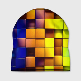 Шапка 3D с принтом Кубики в Кировске, 100% полиэстер | универсальный размер, печать по всей поверхности изделия | квадраты | паттерн | текстура | цветной | яркий