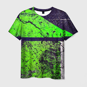 Мужская футболка 3D с принтом Краска(grunge) в Кировске, 100% полиэфир | прямой крой, круглый вырез горловины, длина до линии бедер | гранж | потертости | стена