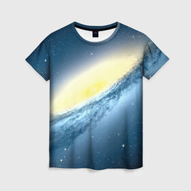 Женская футболка 3D с принтом Галактика в Кировске, 100% полиэфир ( синтетическое хлопкоподобное полотно) | прямой крой, круглый вырез горловины, длина до линии бедер | вселенная | галактика | звезды | планеты | туманность