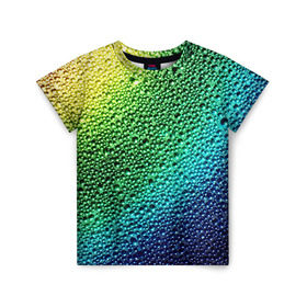Детская футболка 3D с принтом Пузырьки в Кировске, 100% гипоаллергенный полиэфир | прямой крой, круглый вырез горловины, длина до линии бедер, чуть спущенное плечо, ткань немного тянется | Тематика изображения на принте: капли | радуга | роса | текстура