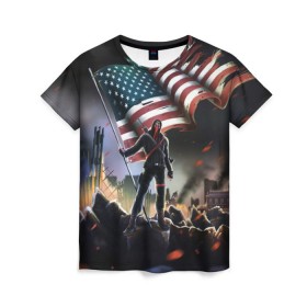 Женская футболка 3D с принтом Homefront: The Revolution в Кировске, 100% полиэфир ( синтетическое хлопкоподобное полотно) | прямой крой, круглый вырез горловины, длина до линии бедер | america | homefront | revolution | usa | америка | революция | сша | хоумфронт