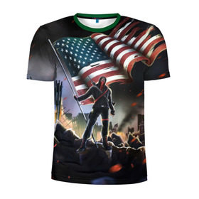 Мужская футболка 3D спортивная с принтом Homefront: The Revolution в Кировске, 100% полиэстер с улучшенными характеристиками | приталенный силуэт, круглая горловина, широкие плечи, сужается к линии бедра | america | homefront | revolution | usa | америка | революция | сша | хоумфронт