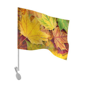 Флаг для автомобиля с принтом Осенние листья в Кировске, 100% полиэстер | Размер: 30*21 см | жёлтый | зелёный | клён | листва