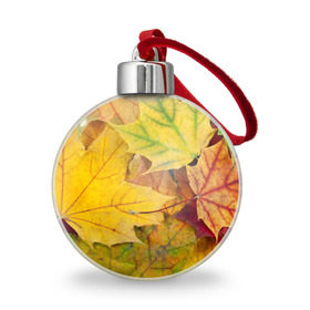 Ёлочный шар с принтом Осенние листья в Кировске, Пластик | Диаметр: 77 мм | жёлтый | зелёный | клён | листва