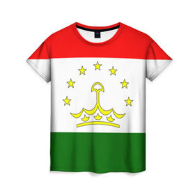 Женская футболка 3D с принтом Таджикистан в Кировске, 100% полиэфир ( синтетическое хлопкоподобное полотно) | прямой крой, круглый вырез горловины, длина до линии бедер | нации | страна | флаг