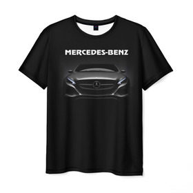 Мужская футболка 3D с принтом Мерседес в Кировске, 100% полиэфир | прямой крой, круглый вырез горловины, длина до линии бедер | mercedes benz | авто | автомобиль | мерседес