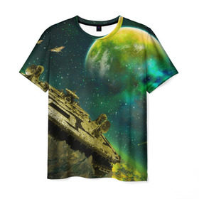 Мужская футболка 3D с принтом Космос в Кировске, 100% полиэфир | прямой крой, круглый вырез горловины, длина до линии бедер | вселенная | звезды | космос | красота | нло | планета