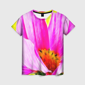 Женская футболка 3D с принтом Цветы в Кировске, 100% полиэфир ( синтетическое хлопкоподобное полотно) | прямой крой, круглый вырез горловины, длина до линии бедер | арт | красота | природа | цветы