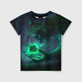 Детская футболка 3D с принтом Лесной дух в Кировске, 100% гипоаллергенный полиэфир | прямой крой, круглый вырез горловины, длина до линии бедер, чуть спущенное плечо, ткань немного тянется | арт | волшебство | дерево | лесной дух | сфера