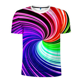 Мужская футболка 3D спортивная с принтом Радуга в Кировске, 100% полиэстер с улучшенными характеристиками | приталенный силуэт, круглая горловина, широкие плечи, сужается к линии бедра | линии | разноцветный | спираль