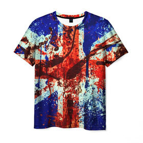 Мужская футболка 3D с принтом Англия в Кировске, 100% полиэфир | прямой крой, круглый вырез горловины, длина до линии бедер | Тематика изображения на принте: британия | кляксы | краска | флаг