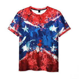 Мужская футболка 3D с принтом Флаг в Кировске, 100% полиэфир | прямой крой, круглый вырез горловины, длина до линии бедер | звезды | конфедерация | краска | красный | флаг
