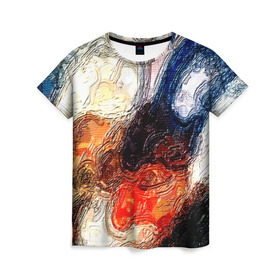 Женская футболка 3D с принтом Размытые краски в Кировске, 100% полиэфир ( синтетическое хлопкоподобное полотно) | прямой крой, круглый вырез горловины, длина до линии бедер | разноцветный | текстура | фильтр