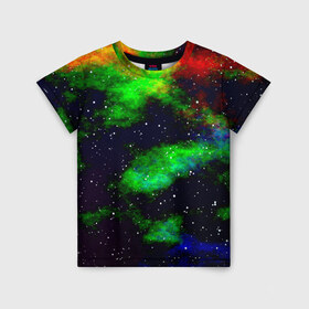 Детская футболка 3D с принтом Grunge в Кировске, 100% гипоаллергенный полиэфир | прямой крой, круглый вырез горловины, длина до линии бедер, чуть спущенное плечо, ткань немного тянется | звезды | космос | разноцветный | туманность