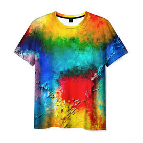 Мужская футболка 3D с принтом Абстракция красок в Кировске, 100% полиэфир | прямой крой, круглый вырез горловины, длина до линии бедер | абстракция | абстракция красок | брызги | краска | цветные
