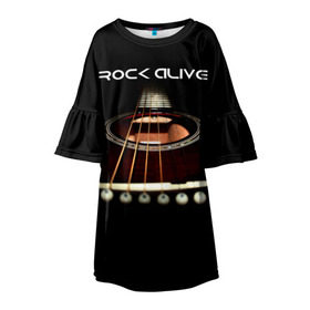 Детское платье 3D с принтом ROCK ALIVE в Кировске, 100% полиэстер | прямой силуэт, чуть расширенный к низу. Круглая горловина, на рукавах — воланы | rock | рок | рок жив | рок музыка | русский рок