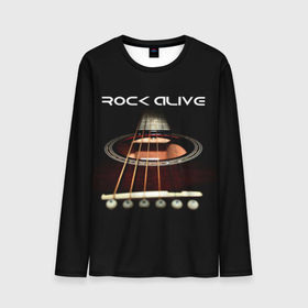 Мужской лонгслив 3D с принтом ROCK ALIVE в Кировске, 100% полиэстер | длинные рукава, круглый вырез горловины, полуприлегающий силуэт | rock | рок | рок жив | рок музыка | русский рок