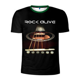Мужская футболка 3D спортивная с принтом ROCK ALIVE в Кировске, 100% полиэстер с улучшенными характеристиками | приталенный силуэт, круглая горловина, широкие плечи, сужается к линии бедра | rock | рок | рок жив | рок музыка | русский рок