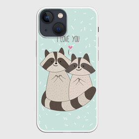 Чехол для iPhone 13 mini с принтом Влюбленные еноты в Кировске,  |  | love | еноты | животные | любовь