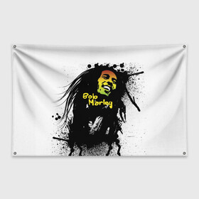 Флаг-баннер с принтом Bob Marley в Кировске, 100% полиэстер | размер 67 х 109 см, плотность ткани — 95 г/м2; по краям флага есть четыре люверса для крепления | bob marley | боб марли | музыка | регги | ямайка