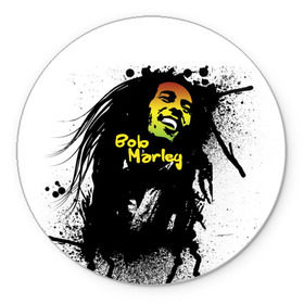 Коврик круглый с принтом Bob Marley в Кировске, резина и полиэстер | круглая форма, изображение наносится на всю лицевую часть | Тематика изображения на принте: bob marley | боб марли | музыка | регги | ямайка